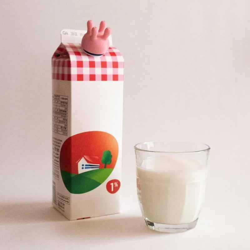 3D Printed Cow Milk Box Lid – Cute Reversible Carton Cap Novelty Kitchen Lid Peaceful Pleasures Health and Wellness