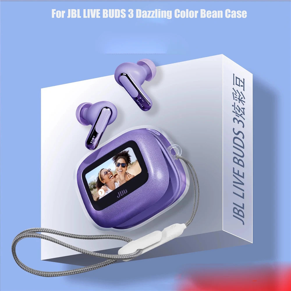 For JBL Live Buds3 Shell TPU Dazzling Color Bean Case Shockproof Shell Protective Cover Peaceful Pleasures Health and Wellness