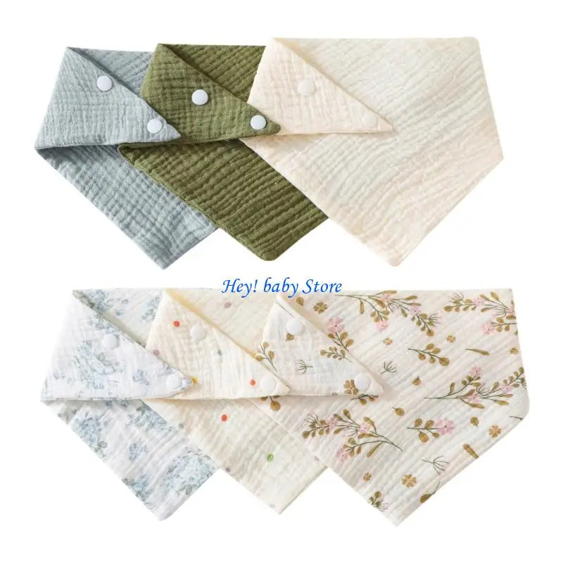 6-Pack Muslin Cotton Baby Bibs – Soft Drool & Feeding Bibs