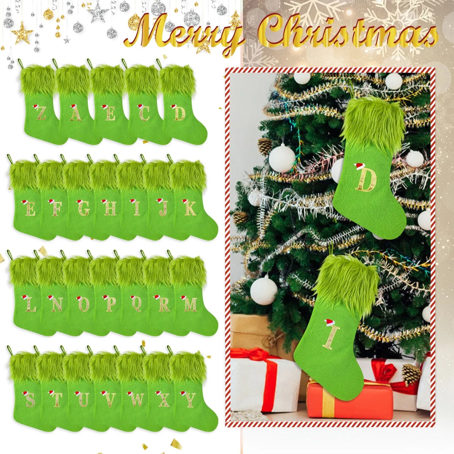 Large Knitted Christmas Stocking – Alphabet Letter Holiday Decor