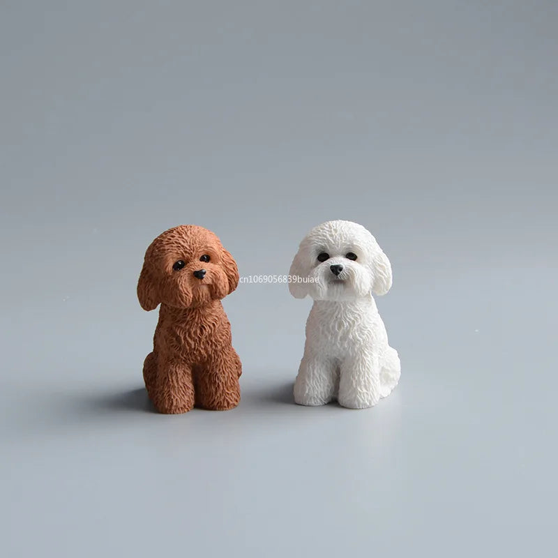 Simulation Poodle Dog Figures Puppy Model Resin Crafts Mini Animal Ornament Miniature Figurine Kawaii Dog Action Figures decor Peaceful Pleasures Health and Wellness