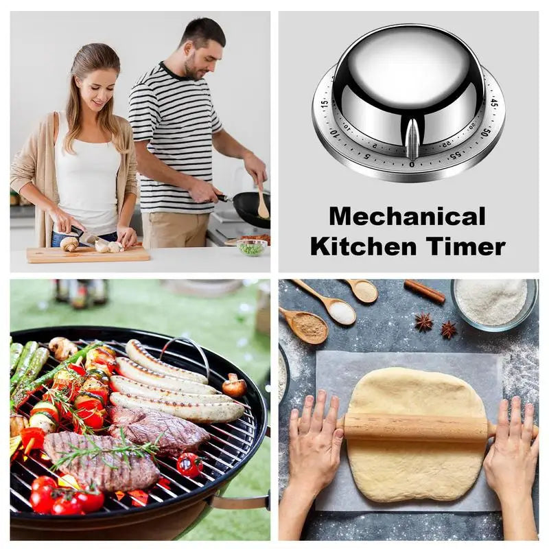Stainless Steel Mechanical Kitchen Timer | Magnetic Base