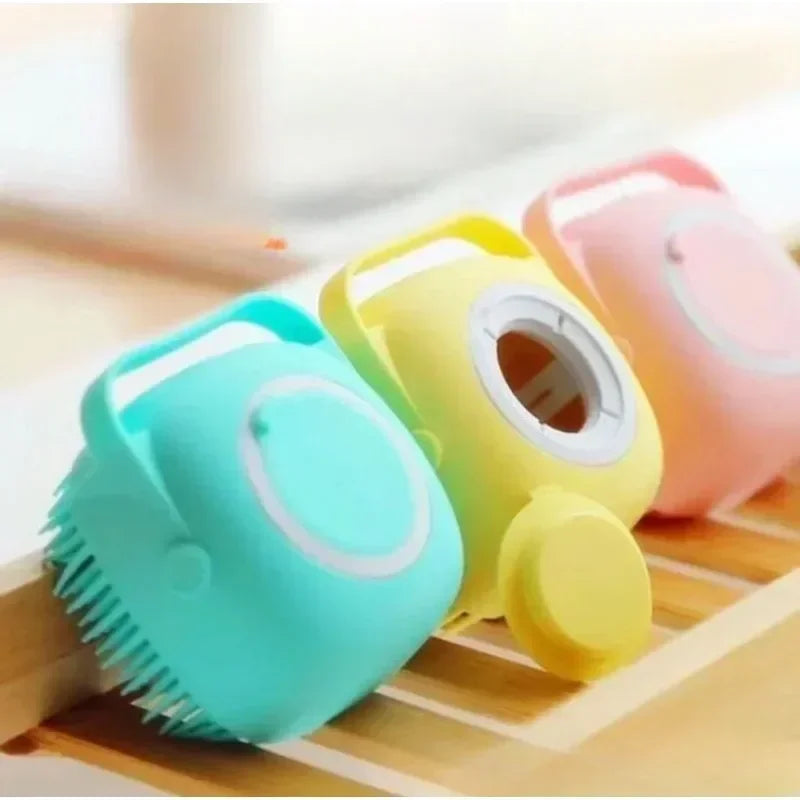Silicone Dog Bathing Brush with Soap Dispenser | Pet Grooming