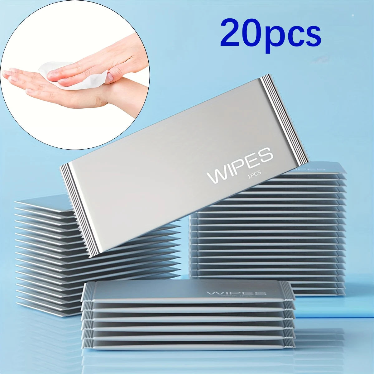 20-Pack Individually Wrapped Disposable Wipes – Travel & Camping