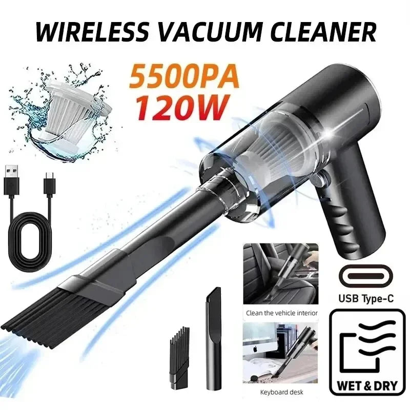 120W Wireless Handheld Vacuum – Car & Home, HEPA Filter