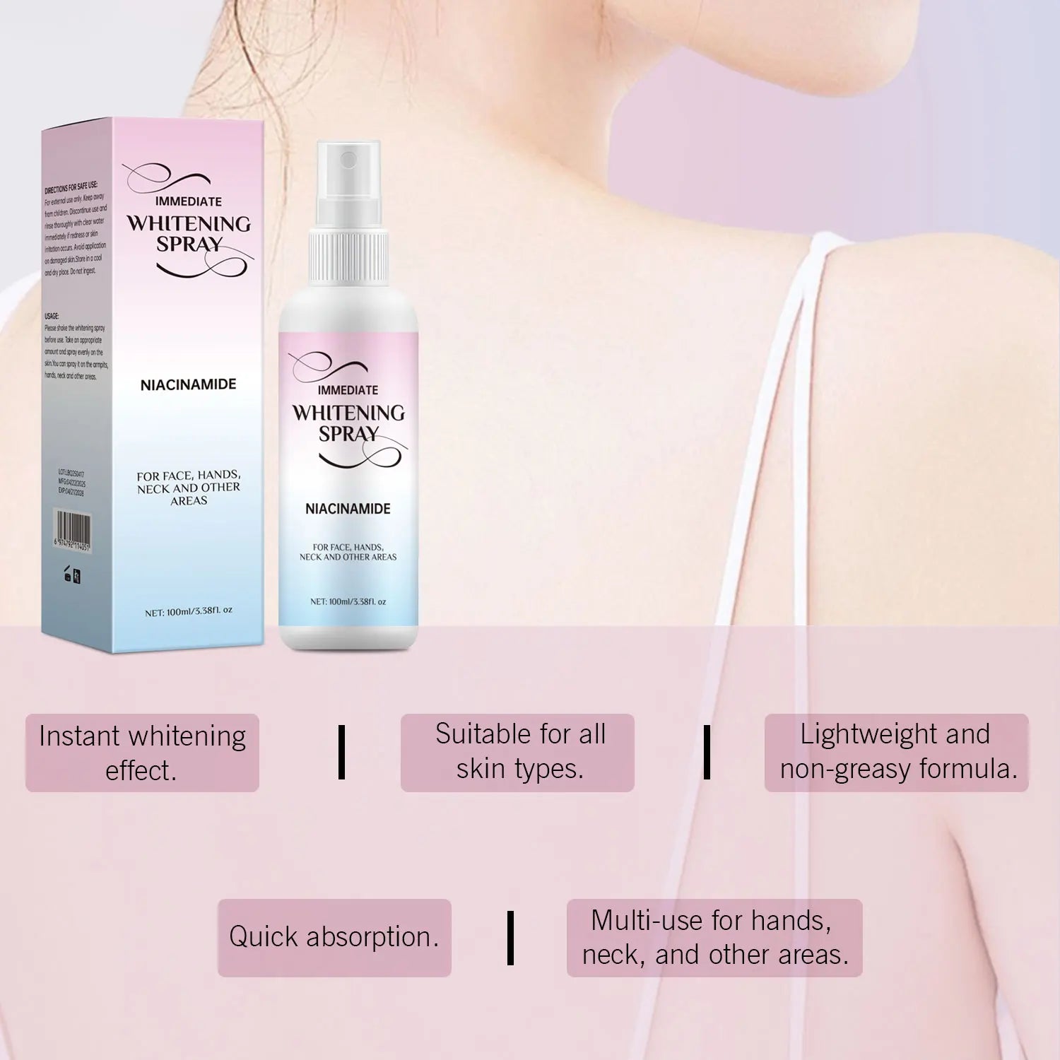 100ml BB Whitening Spray for Women Skin Immediate Brightening Moisturizing BB Cream Face Foundation Skin Care Beauty Cosmetics Peaceful Pleasures Health and Wellness