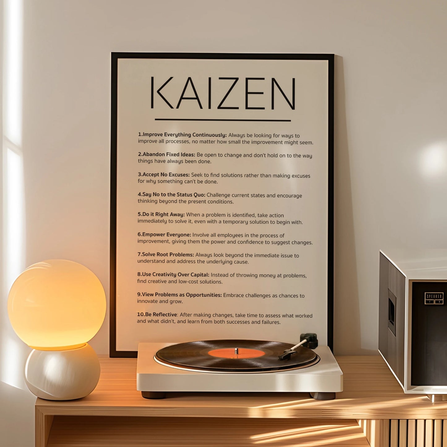 Kaizen Minimalist Canvas Wall Art Print | Motivational Decor