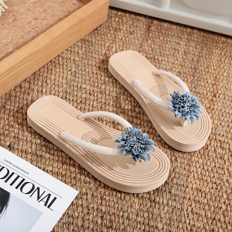 Women's Floral Flip Flops | Thick Sole Beach Sandals – JPNTKY