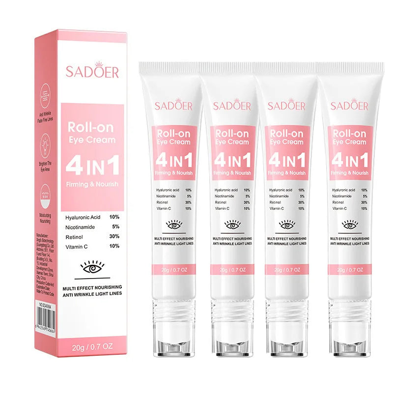 1/2/3pcs SADOER Eye Cream Retinol Nicotinamide Hyaluronic Acid Vitamin C Anti Dark Circle 4in1 Moisturizing Anti-Aging Eye Serum Peaceful Pleasures Health and Wellness 4Box