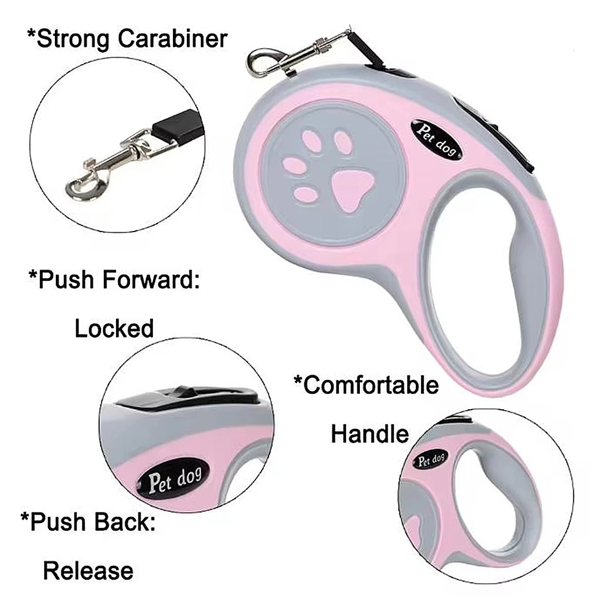 Retractable Dog Leash 3m 5m Dog Paw Design Strong Nylon Rope For Small Medium Large Dogs Puppy Yorkies Outdoor Walking Pet Peaceful Pleasures Health and Wellness
