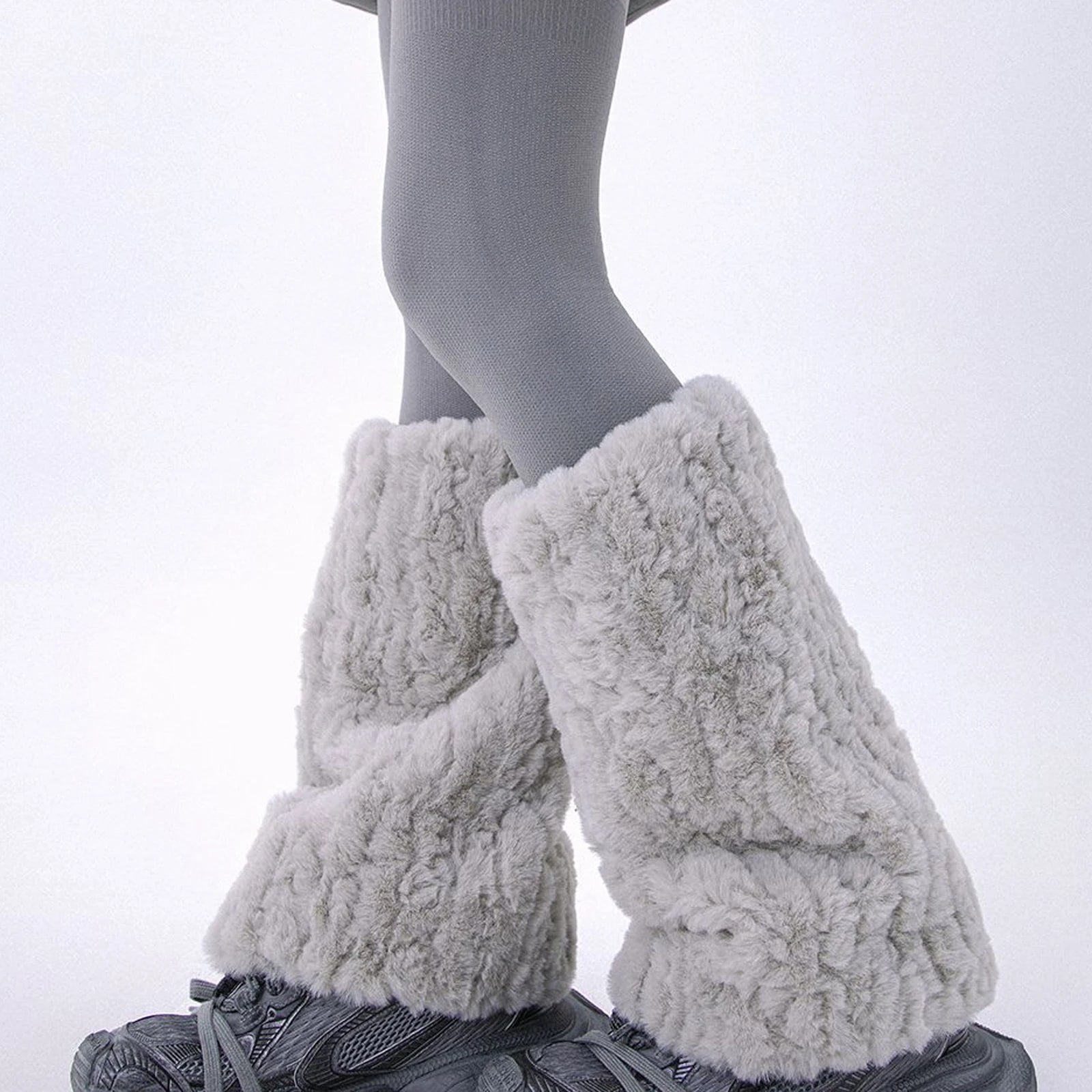 Winter Snowy High Tube Thickened Warm Faux Rabbit Fur Y2K Furry Leg Warmers Fashion Versatile Women Boot Cuffs Warm Calf Cover Peaceful Pleasures Health and Wellness