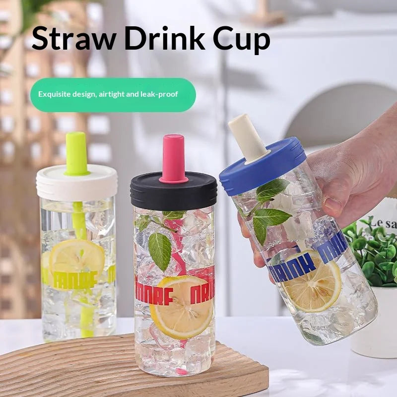 2026 New 650ML Water Bottles Straw Cup Juice Milk Plastic Cup with Lid Straw Bubble Tea Coffee Cups Large Capacity Drinkware Peaceful Pleasures Health and Wellness