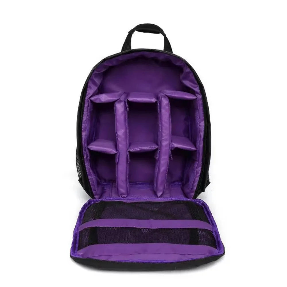 Multi-functional Camera Bag Waterproof Wear Resistant Digital DSLR Camera Padded Dividers Protective Box Camera Lens Pouch Peaceful Pleasures Health and Wellness Purple
