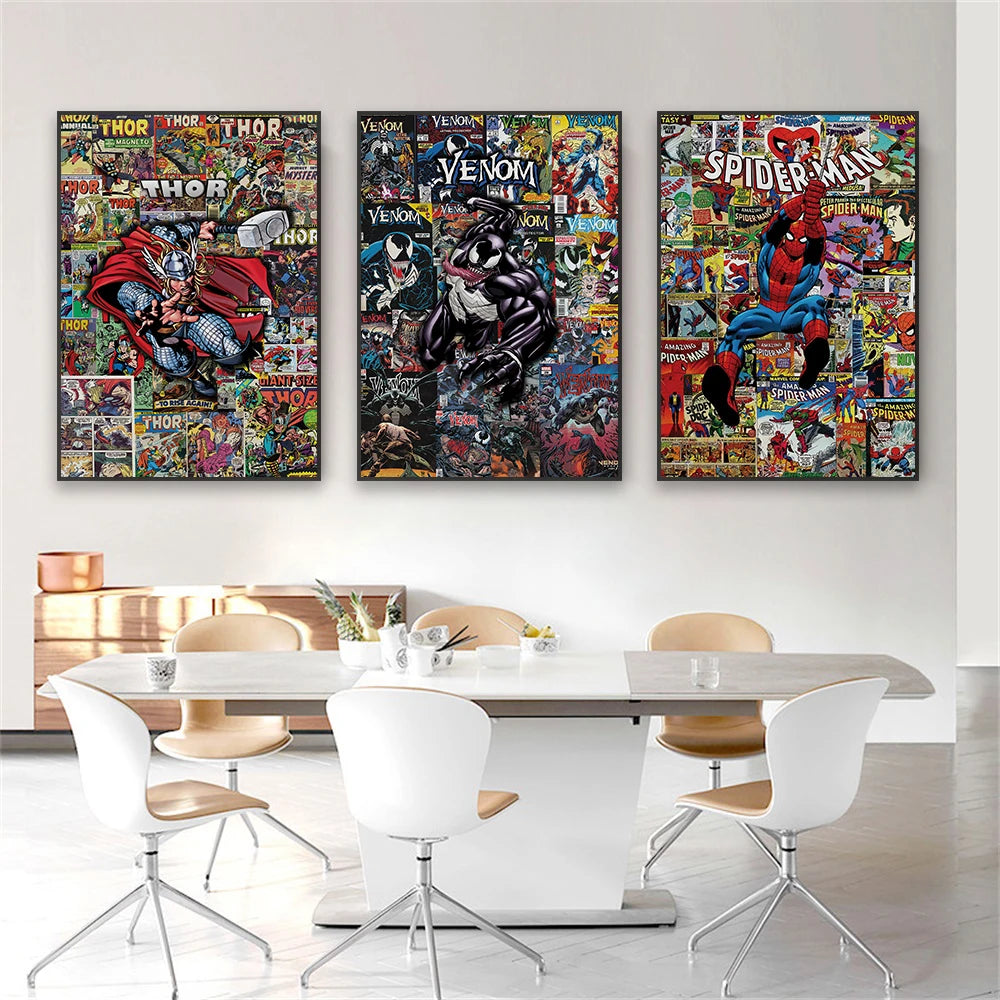 Deadpool Wolverine Poster Disney Movie Comic Art Prints Venom Canvas Painting Thor Wall Art Decor Artwork Home Room Decor Peaceful Pleasures Health and Wellness