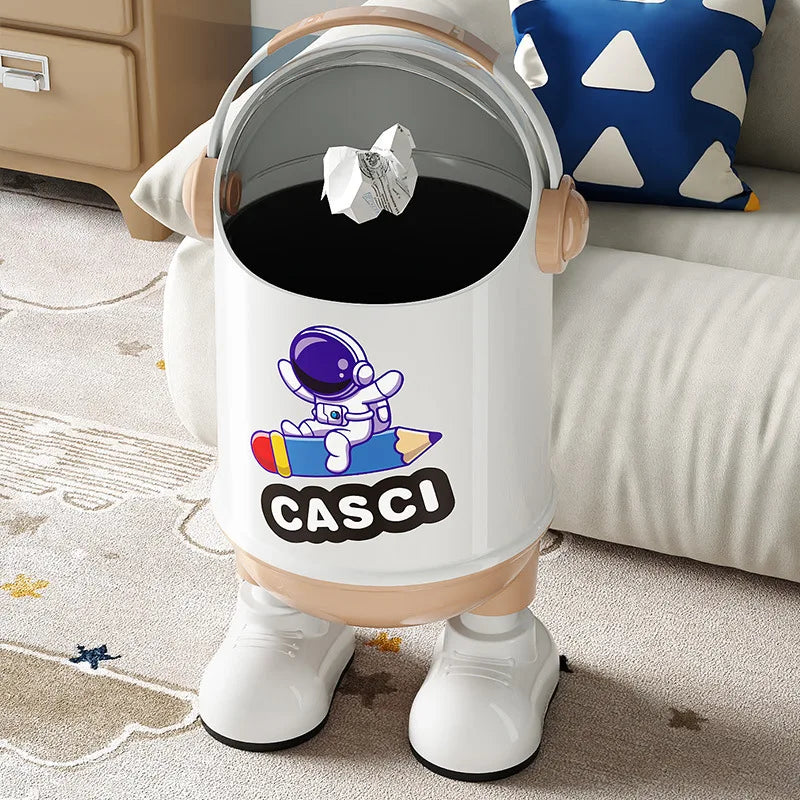 Cute Creative Large-Capacity Lid-Trash Can High-End Aesthetic Adorable Decorative Waste Bin for Living Room Bedroom Kitchen Use Peaceful Pleasures Health and Wellness