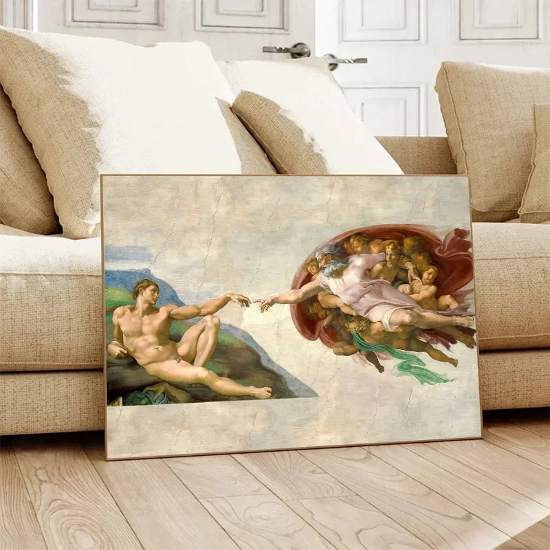 The Creation of Adam By Michelangelo Fallen Angel Posters Canvas Painting And Prints Wall Art HD Pictures Living Room Home De Peaceful Pleasures Health and Wellness