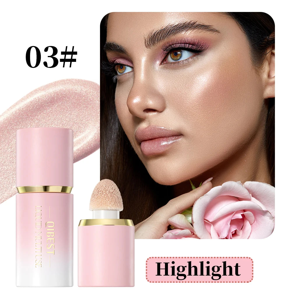 QIBEST Liquid Blush Natural Cream Cheek Eye Tint Blush Multi-use Makeup Stick Liquid Contouring Highlighter Brighten Cosmetics Peaceful Pleasures Health and Wellness 03