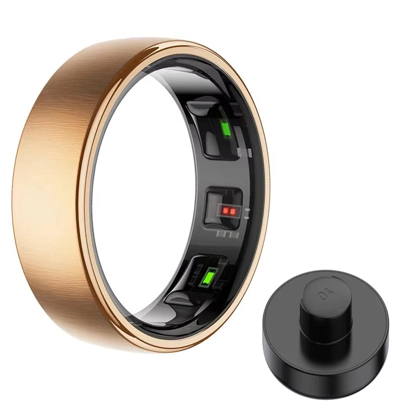 R10 Charging Case Smart Ring Men Women Skin Temperature Health Sleep Monitor Smartring Sport Fitness Tracker For Andriod IOS Peaceful Pleasures Health and Wellness gold with case 8