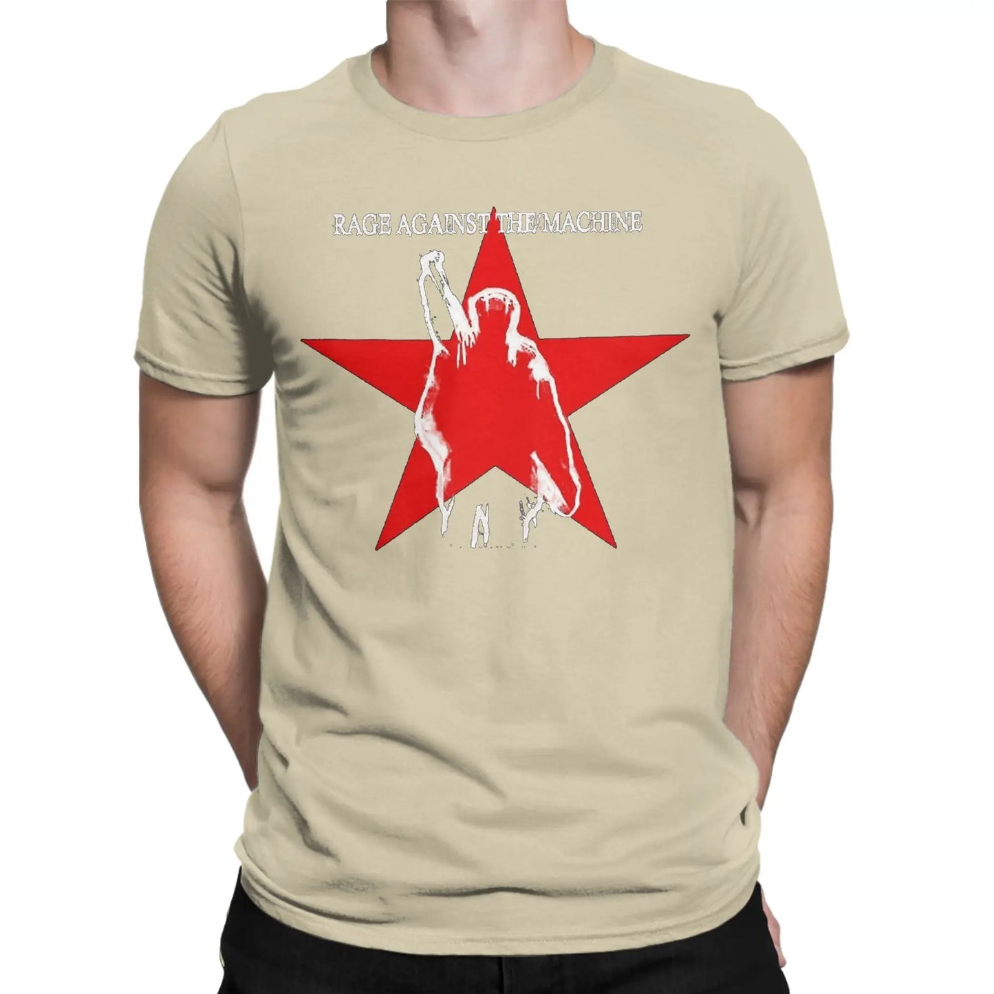 Rages Against The Machines T-Shirt Men RAM band Funny 100% Cotton Tee Shirt Round Neck Short Sleeve T Shirt New Arrival Clothes Peaceful Pleasures Health and Wellness