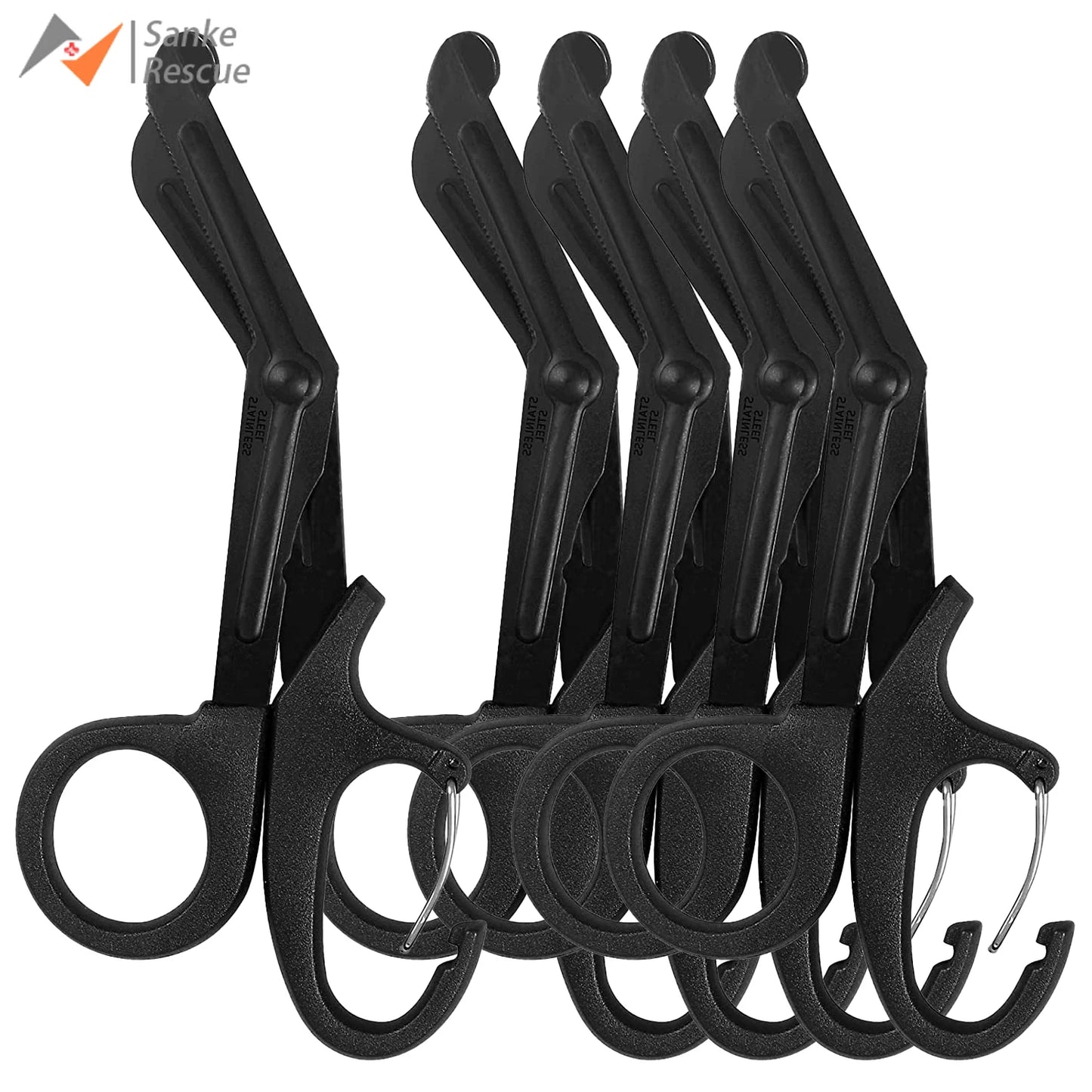 Trauma Shears Stainless Steel Medical Scissors, Bandage Scissors with Carabiner, Nursing Surgical urses,Doctors,Nursing EMT EMS Peaceful Pleasures Health and Wellness 5pcs