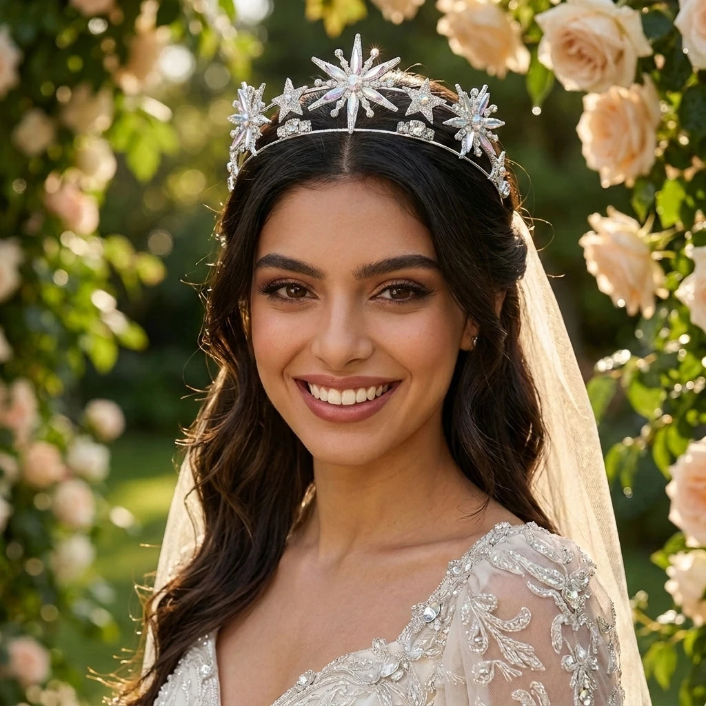 Bridal Rhinestone Crown Headpiece Alloy Base Crystal Wedding Hair Accessory For Bride Gold Silver Peaceful Pleasures Health and Wellness