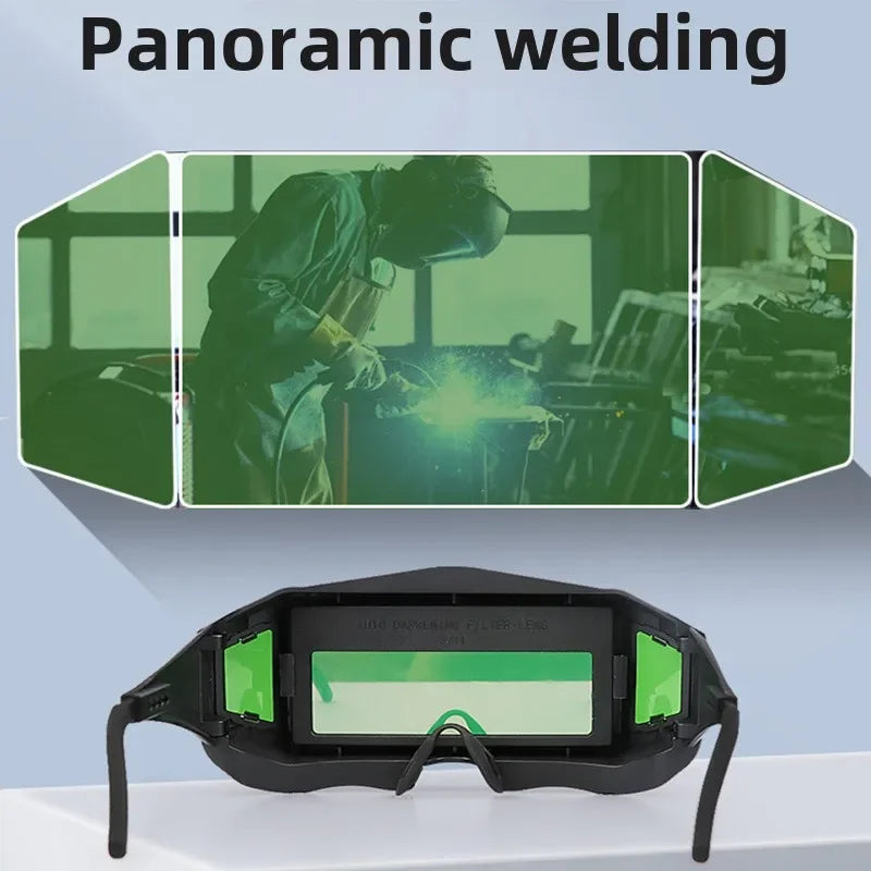 Welding Goggles Eye Protection Easy Carried Head Darkening Welding Glasses Multi Window Dimming & Zipper Box&20 Protective Film Peaceful Pleasures Health and Wellness