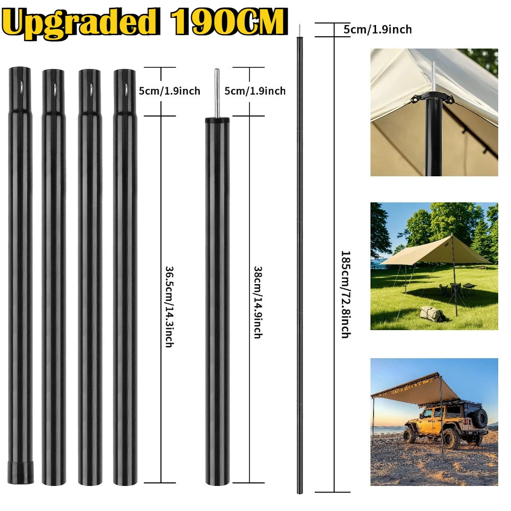 Adjustable Steel Tent Poles for Camping, Tarp & Awning 200cm