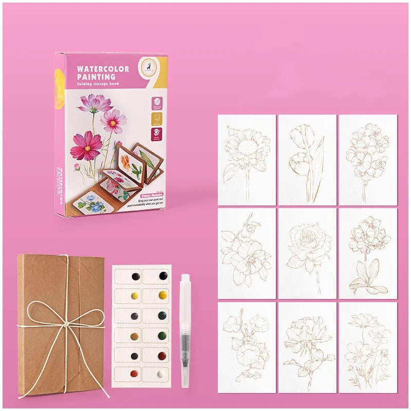 Professional Watercolor Painting 12 Colors Palette Kraft Paper Pad