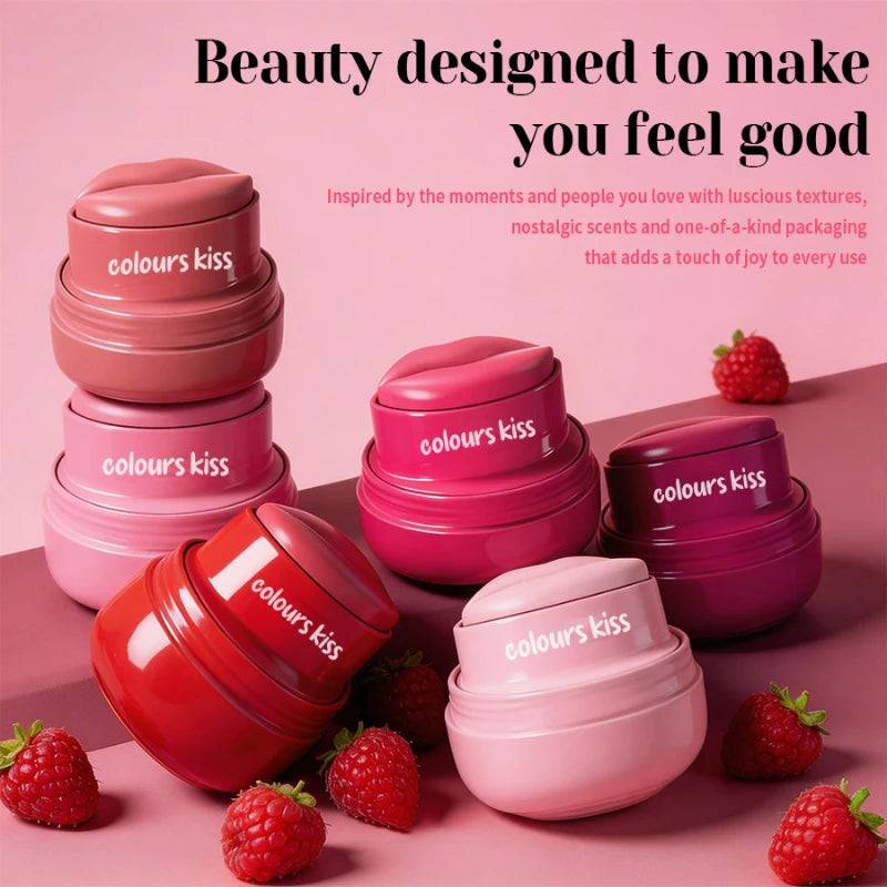 Multicolor Lip Cheek Tint Balm 2-in-1 Cheek Dual Purpose Lipstick Cute Round Jar Long Lasting Natural Moisturize Makeup Lipstick Peaceful Pleasures Health and Wellness