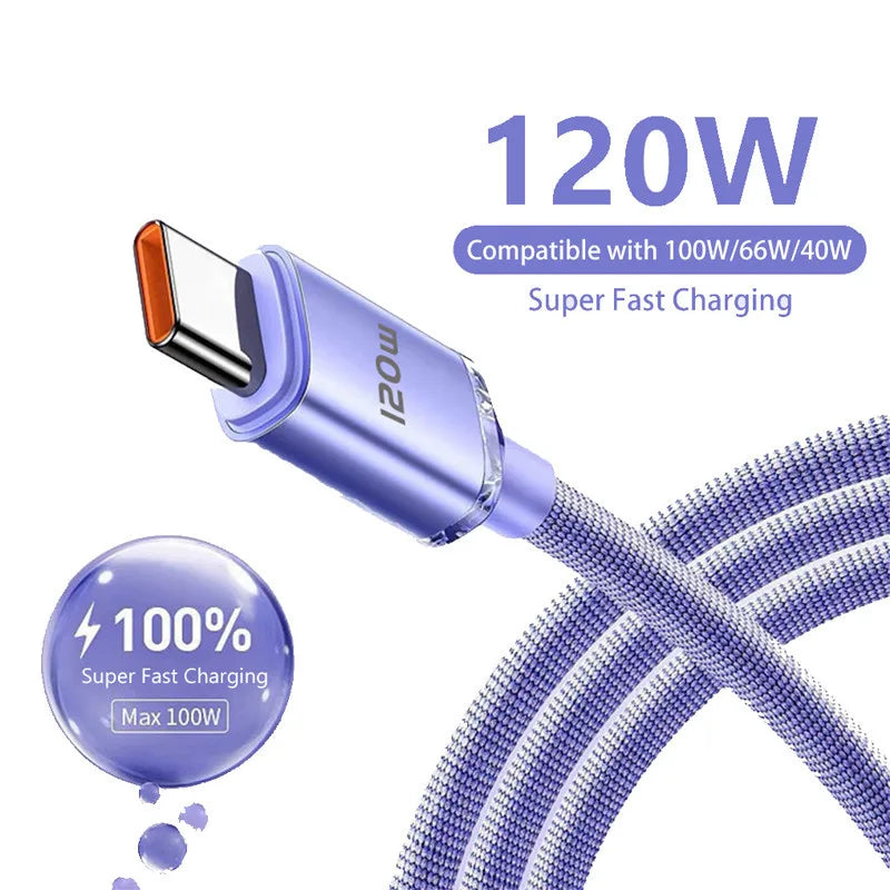 120W USB-C Fast Charging Cable | Nylon Braided 0.25M 1M 2M