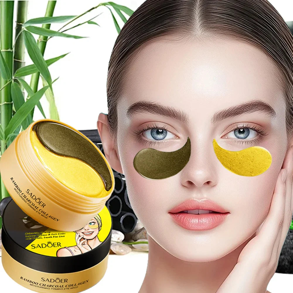 60-Pack Bamboo Charcoal Collagen Eye Masks – Moisturizing
