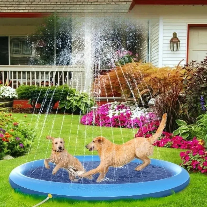 Large Inflatable Dog Pool Splash Pad 100–200cm | Pet Cooling Mat