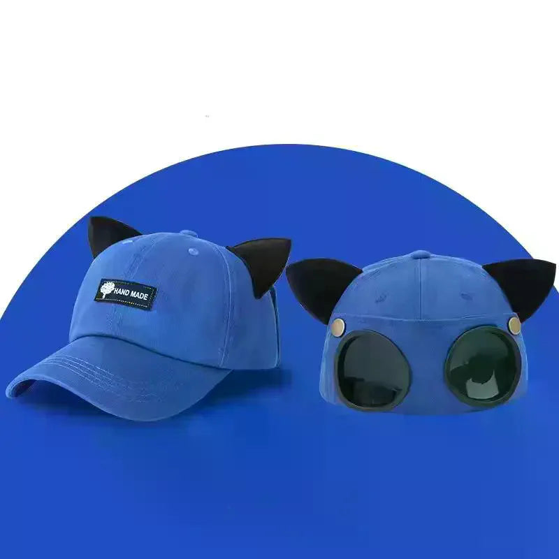 Embroidered Cat Ear Baseball Cap – UV Protection Sunhat