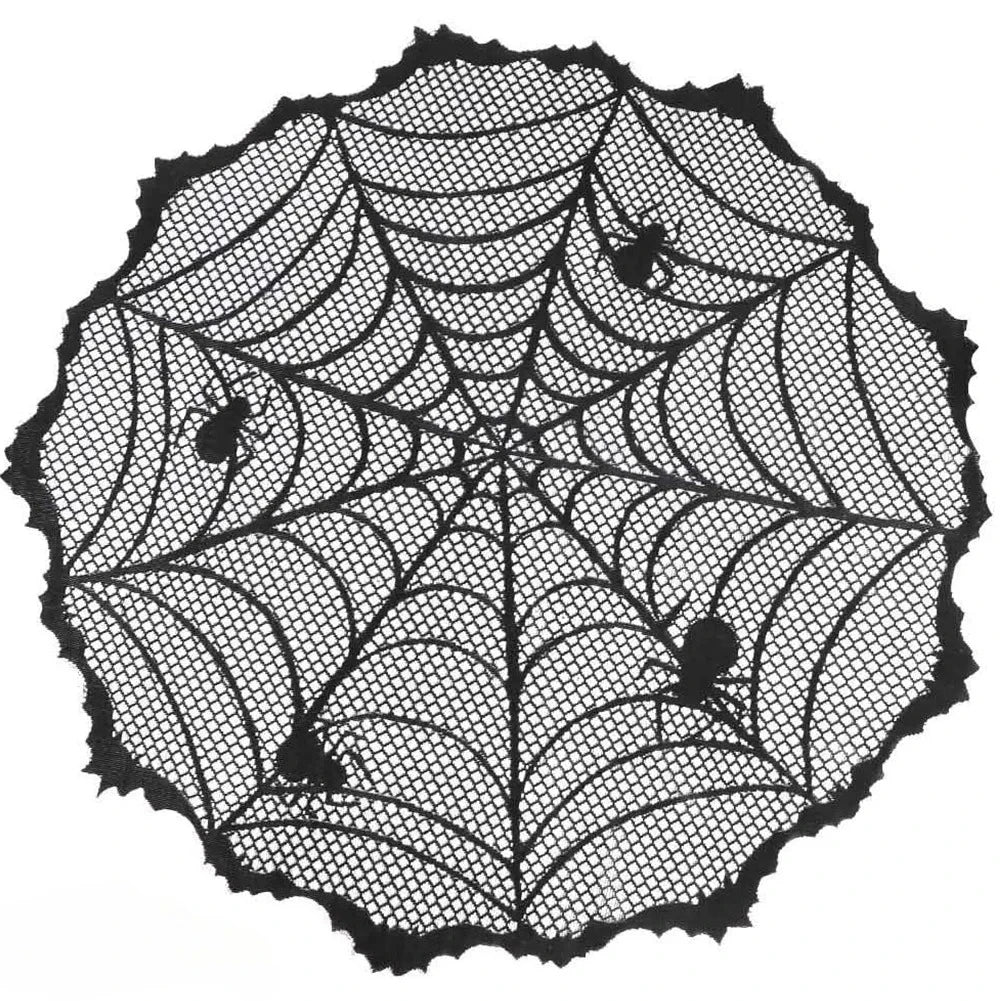 Halloween Black Lace Tablecloth Spider Web Table Runner Decor
