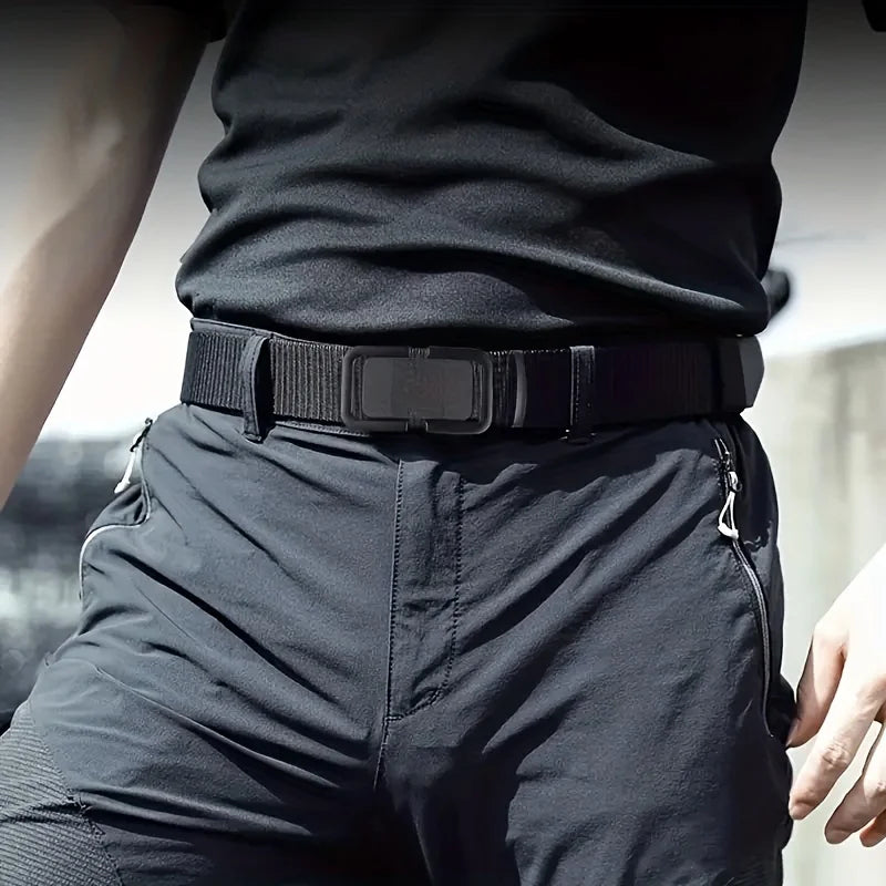 Men's Tactical Nylon Belt | Auto Buckle | Casual Black Belt