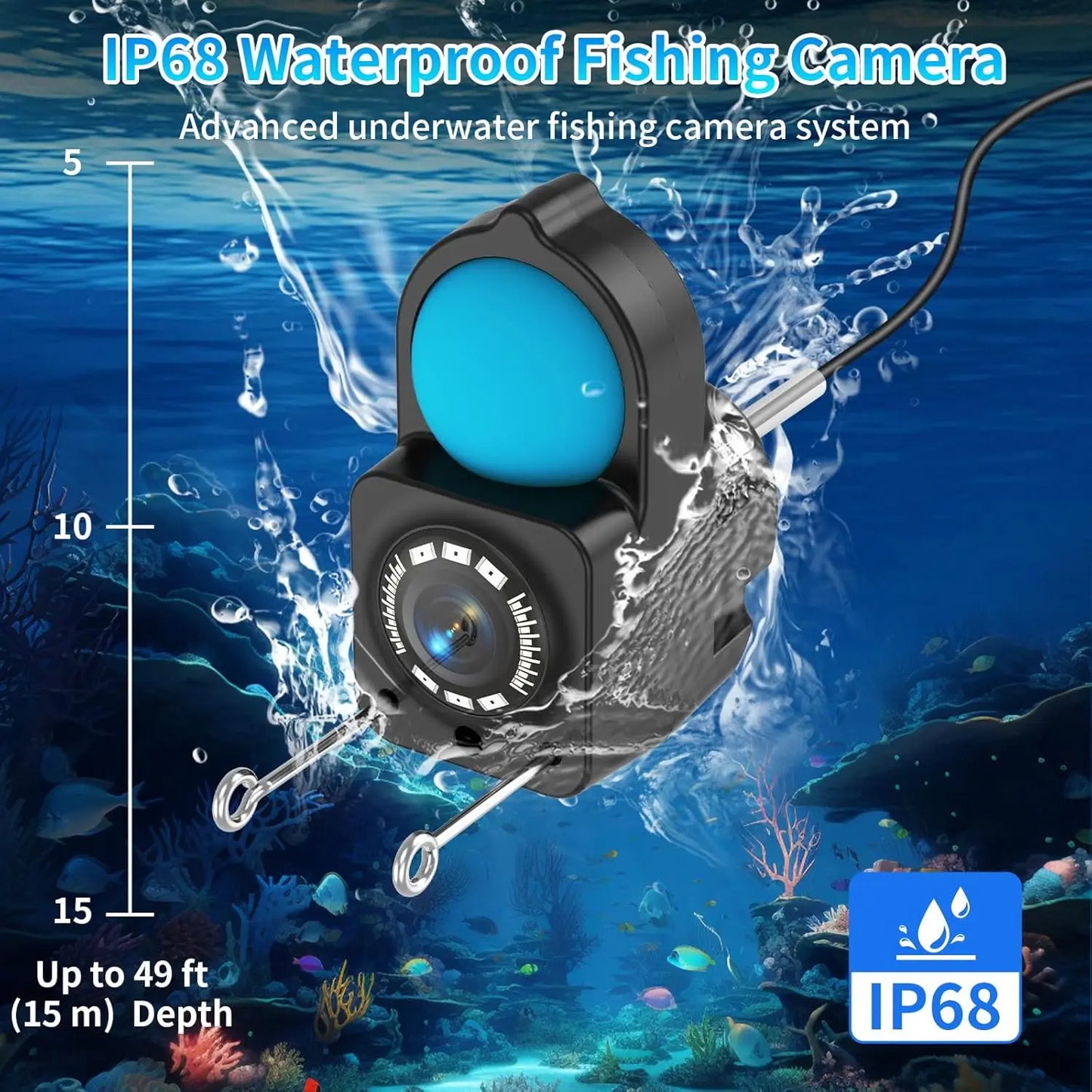 1080P Underwater Fishing Camera – Night Vision, 4.3" LCD, IP68