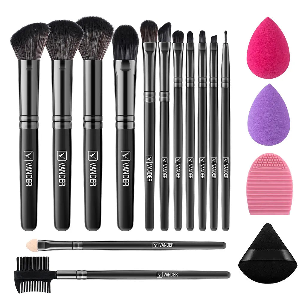 Soft Fluffy Makeup Brush & Sponge Set – Blush, Eye & Foundation