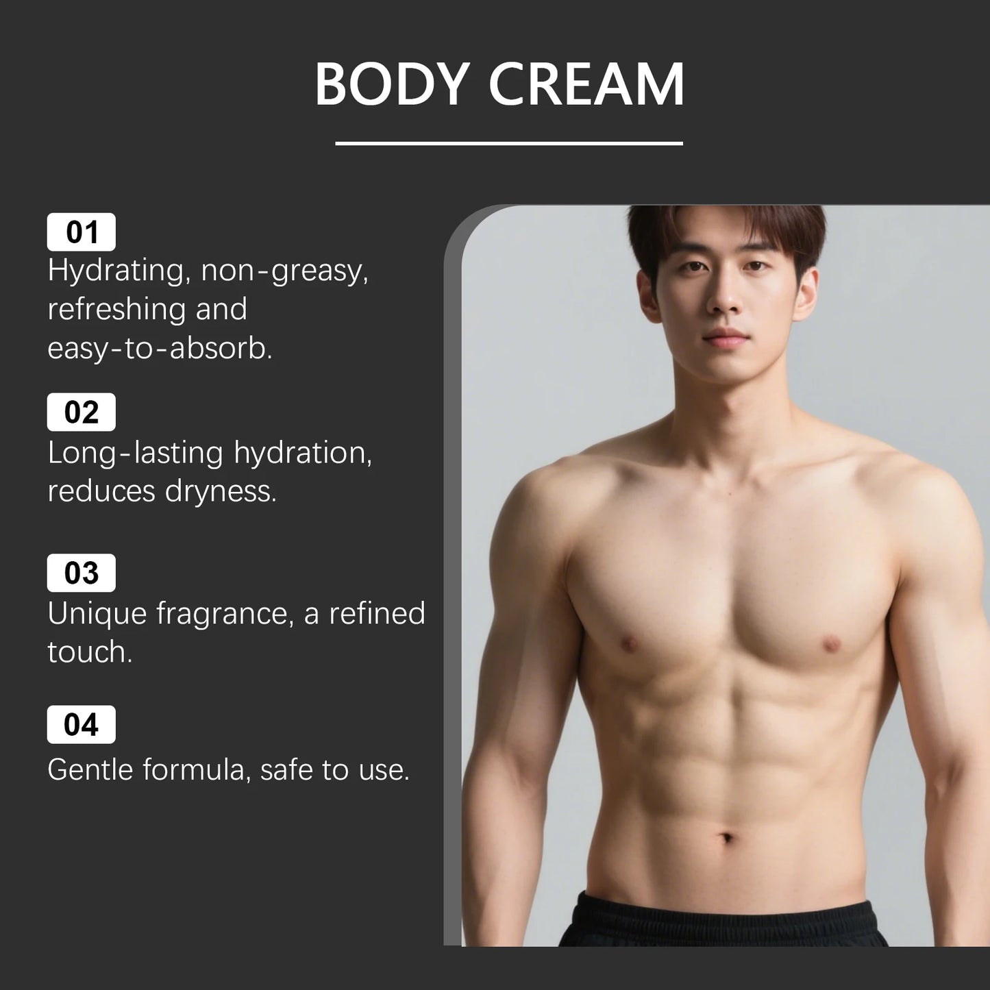 East Moon Men's Scented Body Cream Sandalwood Extract Non Greasy Fast Absorbing Improves Skin Texture Elasticity For Dry Skin Peaceful Pleasures Health and Wellness