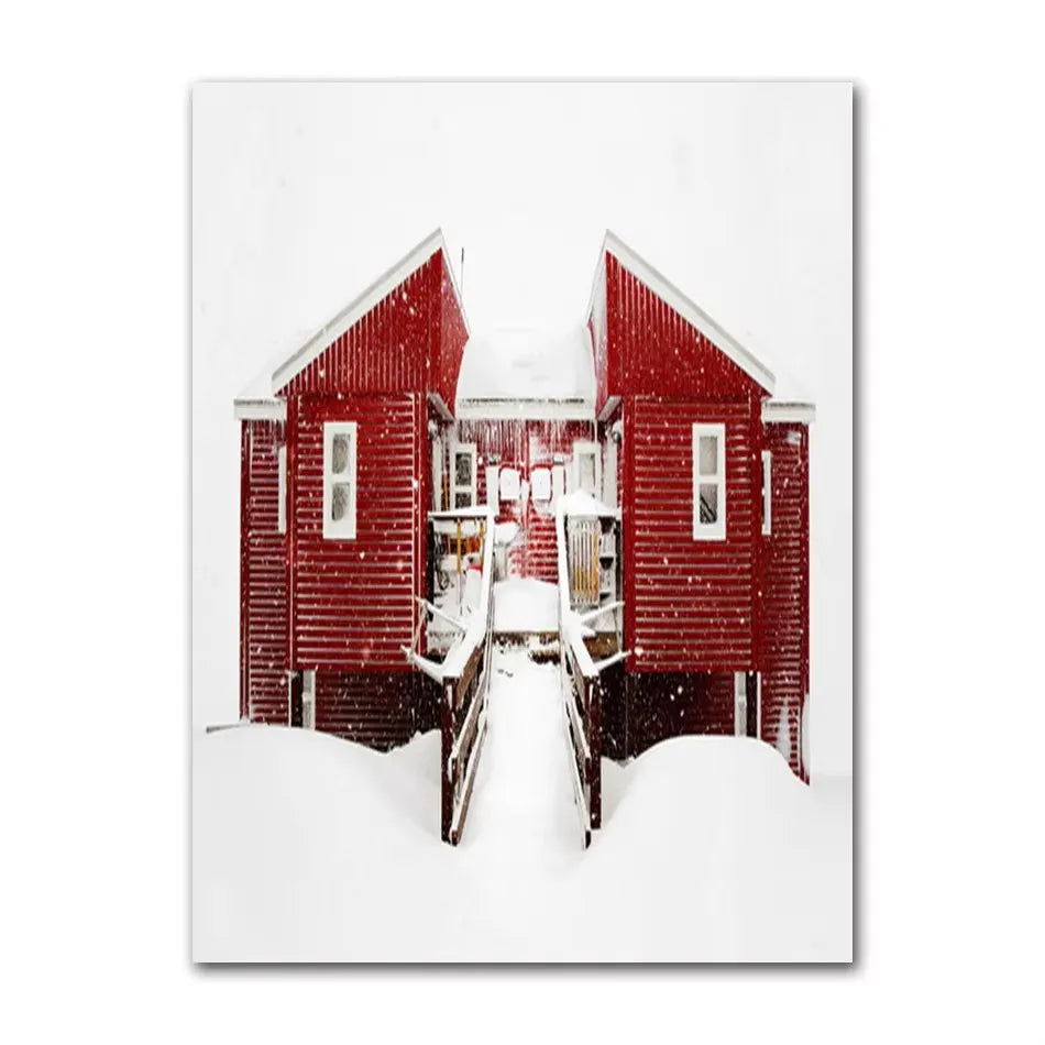 Christmas Elk Snow Canvas Wall Art | Winter Scenic Poster Canvas Wall Art Peaceful Pleasures Health and Wellness ZLH5445 30x45cm No Frame