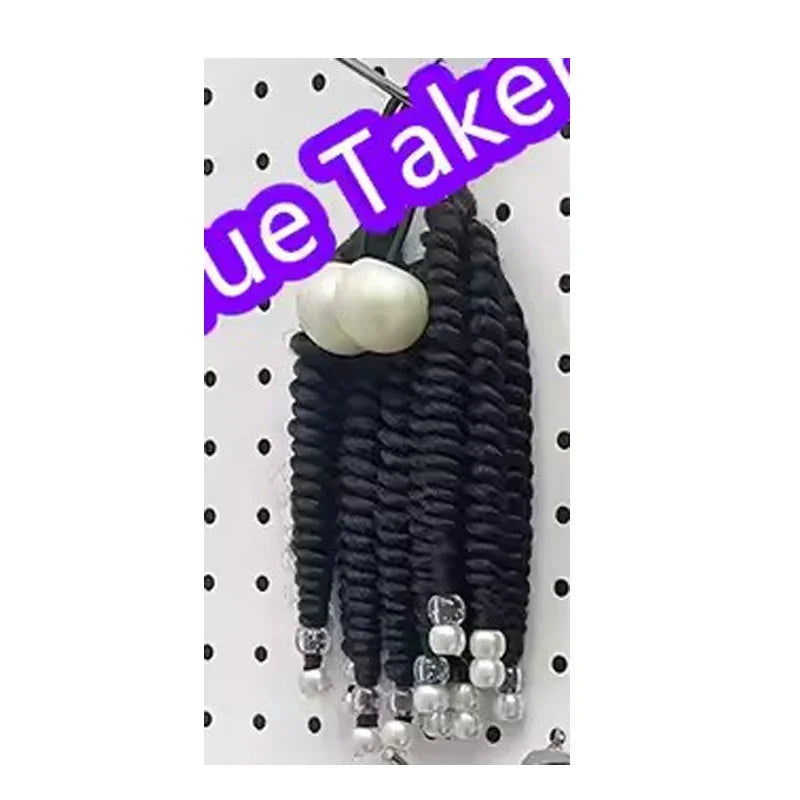 2PCS Hair 2024 New Little Girls Braided Ponytails with Beads Kids Girls Hair Bow Glitter Shinny Shining with Big Balls Bubbles Peaceful Pleasures Health and Wellness beads 12