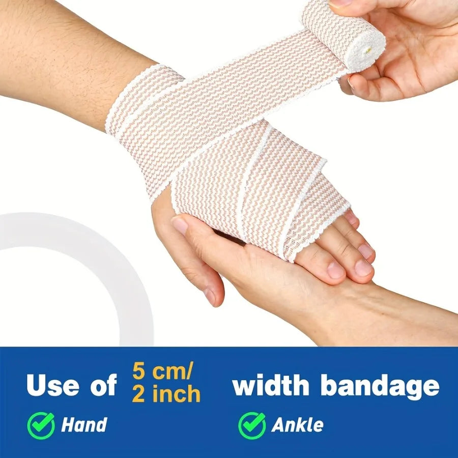 2/12/24 Packs Compression Elastic Bandage Wraps, Latex-Free Support for Knees Ankle Legs Wrist Sports Injury Recovery First Aid Peaceful Pleasures Health and Wellness