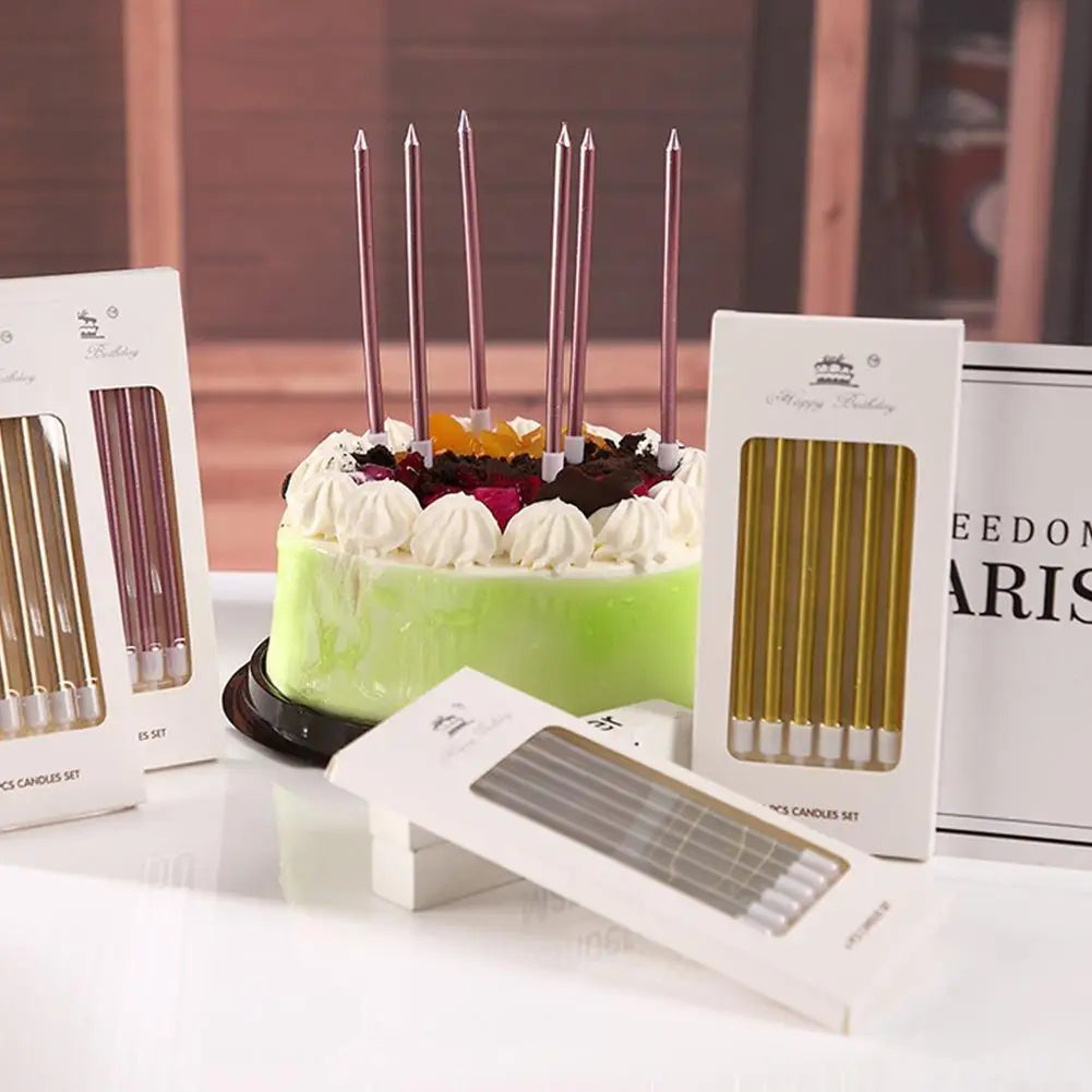 Gold & Silver Birthday Candles – Cake & Cupcake Toppers 6-Pack