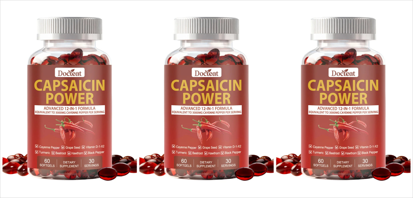 Docteat Capsaicin Power 12-in-1 Botanical Softgels 60ct