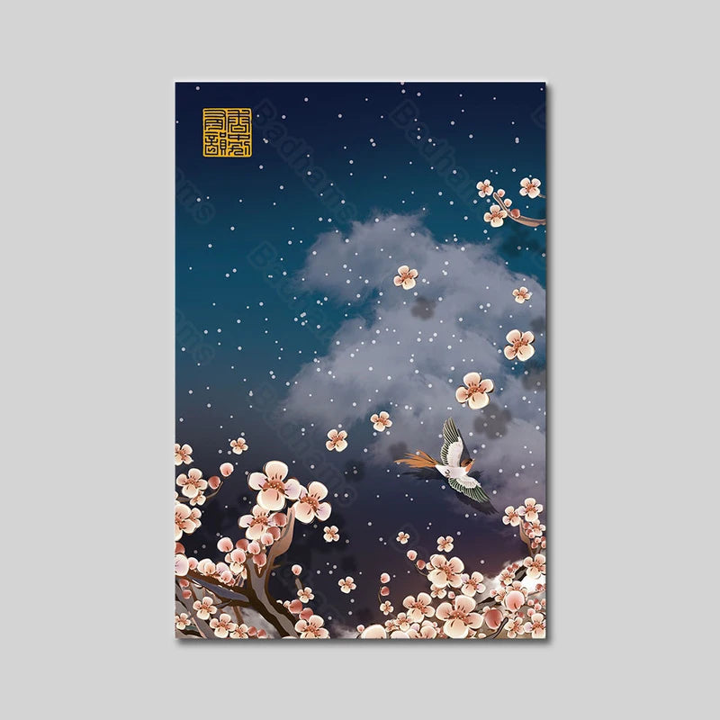 Plum Blossom Chinese Style Canvas Wall Art | Unframed Print