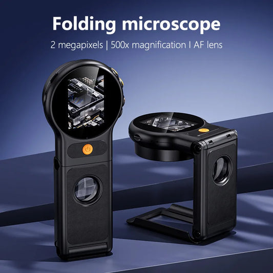 Handheld intelligent electron microscope with 500x high-definition magnification for children's science experiments Peaceful Pleasures Health and Wellness black