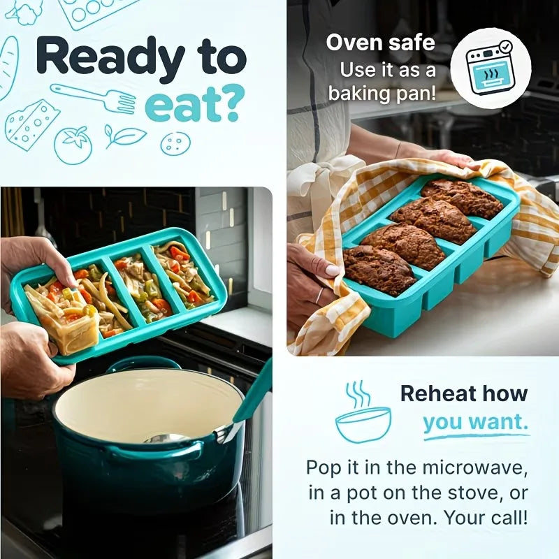 Large Capacity Silicone Freezer Tray | BPA-Free with Lid