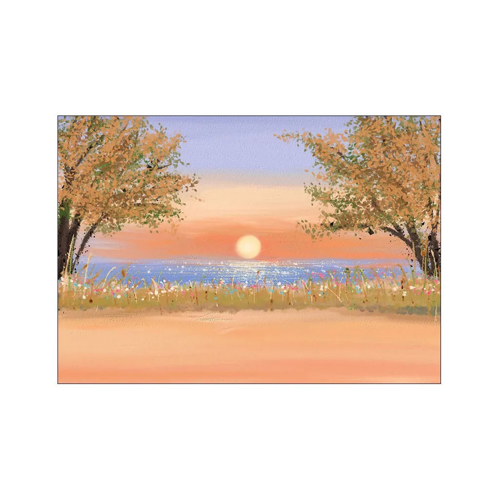 Nordic Sea Sunset Watercolor Canvas Poster | Wall Art Print Canvas Wall Art Peaceful Pleasures Health and Wellness 2 50x70cm Unframed