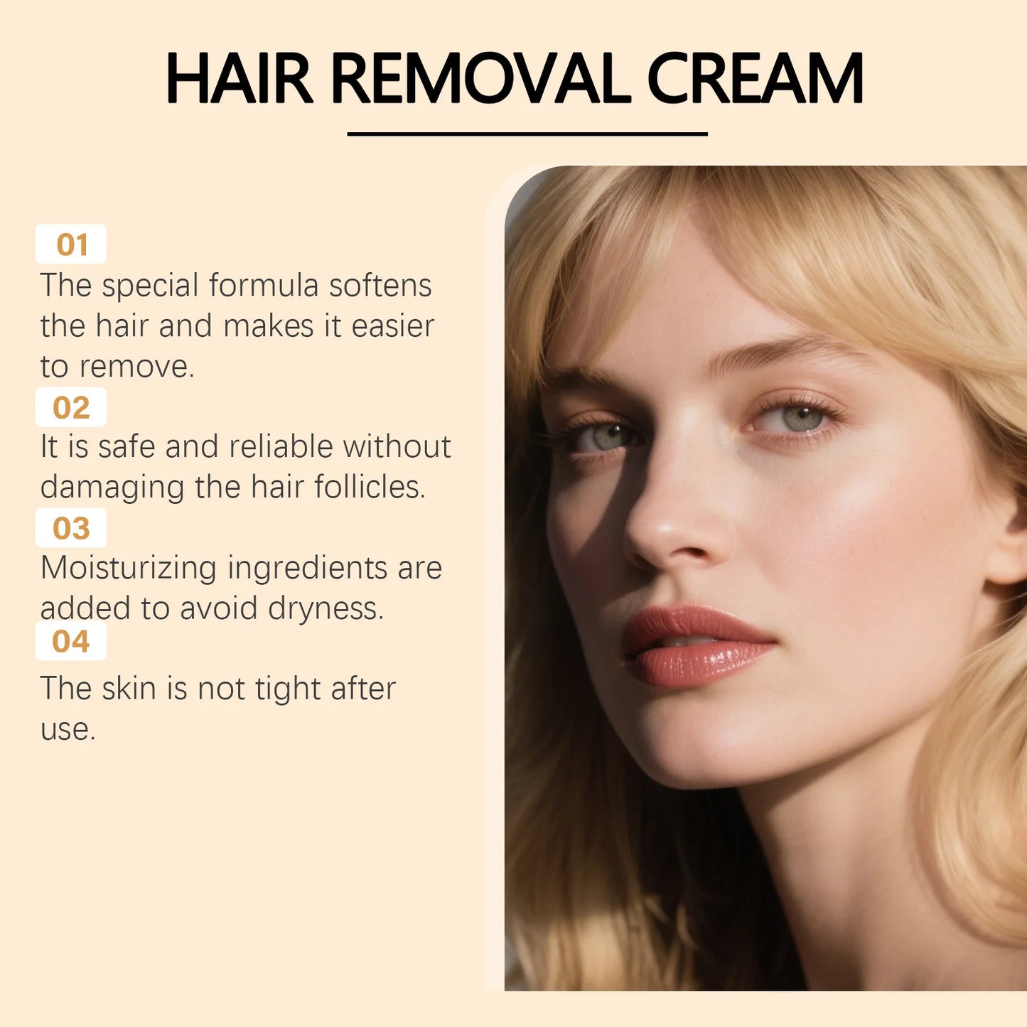 Painless Facial Hair Removal Cream with Shea Butter – Women