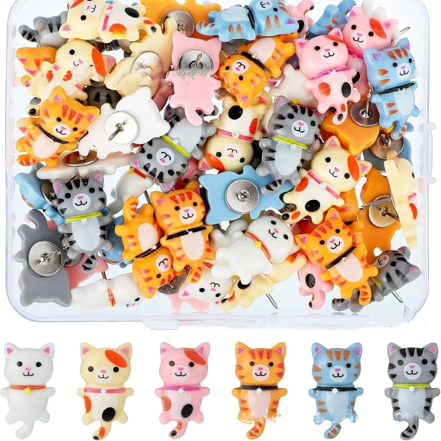 Bview Art 30 Long Tail Cat Plastic Push Pins Creative Thumb Tacks
