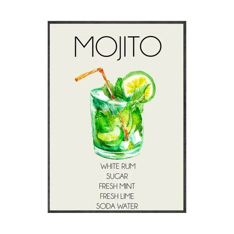 Gin & Tonic Cocktail Canvas Wall Art | Bar Home Decor Print